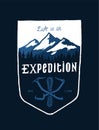Life is an expedition - mount range and crossed ice axes Royalty Free Stock Photo