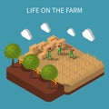 Life On Farm Isometric Composition