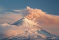 Evening volcanic eruption