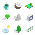 Life force icons set, isometric style