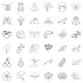 Life forest icons set, outline style