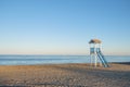 Life gaurd hut on a beach at sunset. Royalty Free Stock Photo