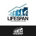 Modern ladder of life infancy to old age logo design