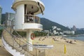 Life guard on duty at Stanley town beach in Hong Kong, China. Royalty Free Stock Photo