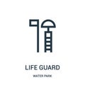 life guard icon vector from water park collection. Thin line life guard outline icon vector illustration. Linear symbol for use on Royalty Free Stock Photo