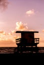 Life guard patrol hut silhouette in California during sunset Royalty Free Stock Photo