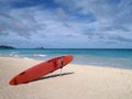 Life Guard Rescue Surfboard sits Beach Royalty Free Stock Photo