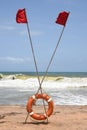 Life guard ring or lifebuoy at stormy sea Royalty Free Stock Photo