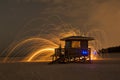 Life Guard Stand Light Painting on the Beach Royalty Free Stock Photo