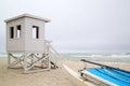 Life guard station on beach background Royalty Free Stock Photo