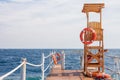 Life guard tower at the eand of pier Royalty Free Stock Photo