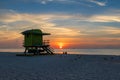 Life guard tower in Miami Beach at sunrise Royalty Free Stock Photo