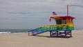 A life guard tower painted in rainbow colors Royalty Free Stock Photo
