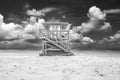 life guard tower on South Beach, Miami in sunset Royalty Free Stock Photo