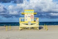 Life guard tower on South Beach in sunset Royalty Free Stock Photo