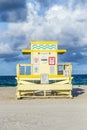 Life guard tower on South Beach in sunset Royalty Free Stock Photo