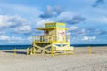 Life guard tower on South Beach in sunset Royalty Free Stock Photo