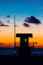Clearwater Beach Florida Life guard tower with vibrant sunset Royalty Free Stock Photo