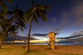 Life Guard Tower at Waikiki Beach sunset, Oahu, Hawaii