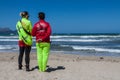 Life guards observing the sea