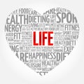 LIFE heart word cloud, fitness Royalty Free Stock Photo