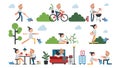 Daily life at home of couples. Young couples. Doing various activities at home. life style concept vector flat icon set