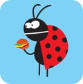 Life of insects. the beetle is going to eat tasteless fast food.