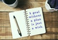 Quotes - A Goal Without A Plan Is Just A Wish Royalty Free Stock Photo