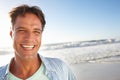 Life is inspiring. Portrait of a handsome man smiling on the beach alongside copyspace. Royalty Free Stock Photo