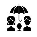 Life insurance black glyph icon