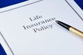 Life insurance policy, provides financial well-being of the family in various life situations. Insurance policy personal document