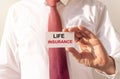 Life insurance text inscription. Health secure service