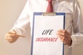 Life insurance text inscription. Health secure service