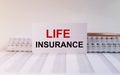 Life insurance text inscription. Health secure service