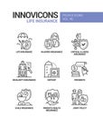 Life insurance - vector line design style icons set Royalty Free Stock Photo