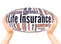 Life insurance word cloud hand sphere concept