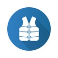 Life jacket flat design long shadow glyph icon