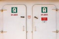 Life jacket rooms on a ferryboat