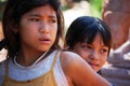 Life and lifestyle of Cambodian girl children kid people posing portrait smile for take photo with foreign traveler travel visit