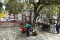 Life and lifestyle of Indian person and foreigners people at beside road of rural countryside in morning time at New Delhi, India