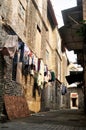 Life lifestyle of Macanese people washing and dry clothes with apartment house at Senado Senate Square at UNESCO Historic Centre