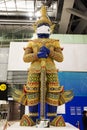 Life lifestyle new normal and yaksha guardian or titan giant keeper wearing mask while Coronavirus COVID 19 outbreak at