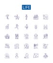 Life line icons signs set. Design collection of Existence, Living, Vitality, Endurance, Survival, Being, Existential