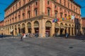 Daily life at the main intersection of streets in Bologna, Emilia-Romagna, Italy Royalty Free Stock Photo