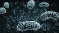 From the life of microbes, bacteria and virus. High magnification. Medical and science animation