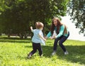 Life moment of happy family! Mother and son child playing Royalty Free Stock Photo