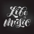 Life is Music brush lettering. Vector stock illustration for clothin