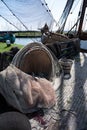 Life is old fisherman`s village, drying of fisherman nets Royalty Free Stock Photo