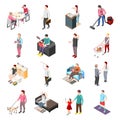 Life Of Ordinary People Isometric Icons