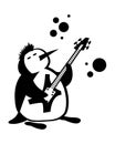 The life of penguins. Part for bass guitar. Penguin as a rock n roller. Comic character.